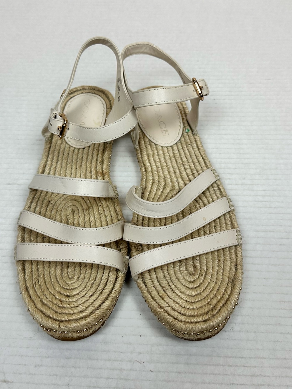 Coach Carissa Leather Women's Espadrille Chalk Gold Pearl | C2794 - Size 10 B - Picture 2 of 13